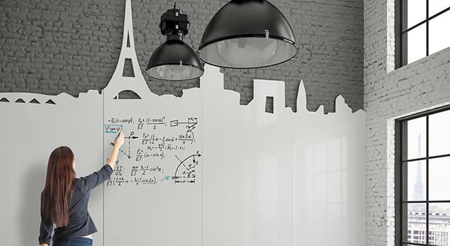 whiteboard wallcovering with skyline cutout